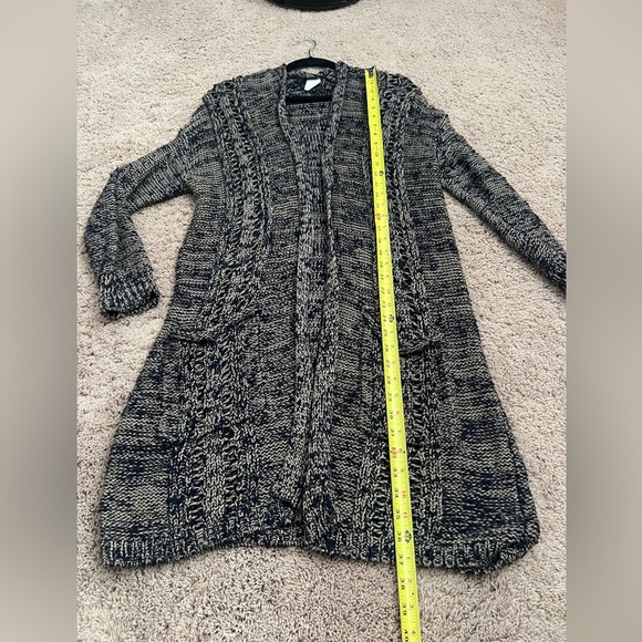 Medium Anthropologie akemi + kin long marled cardigan crochet sweater navy blue - Picture 15 of 16